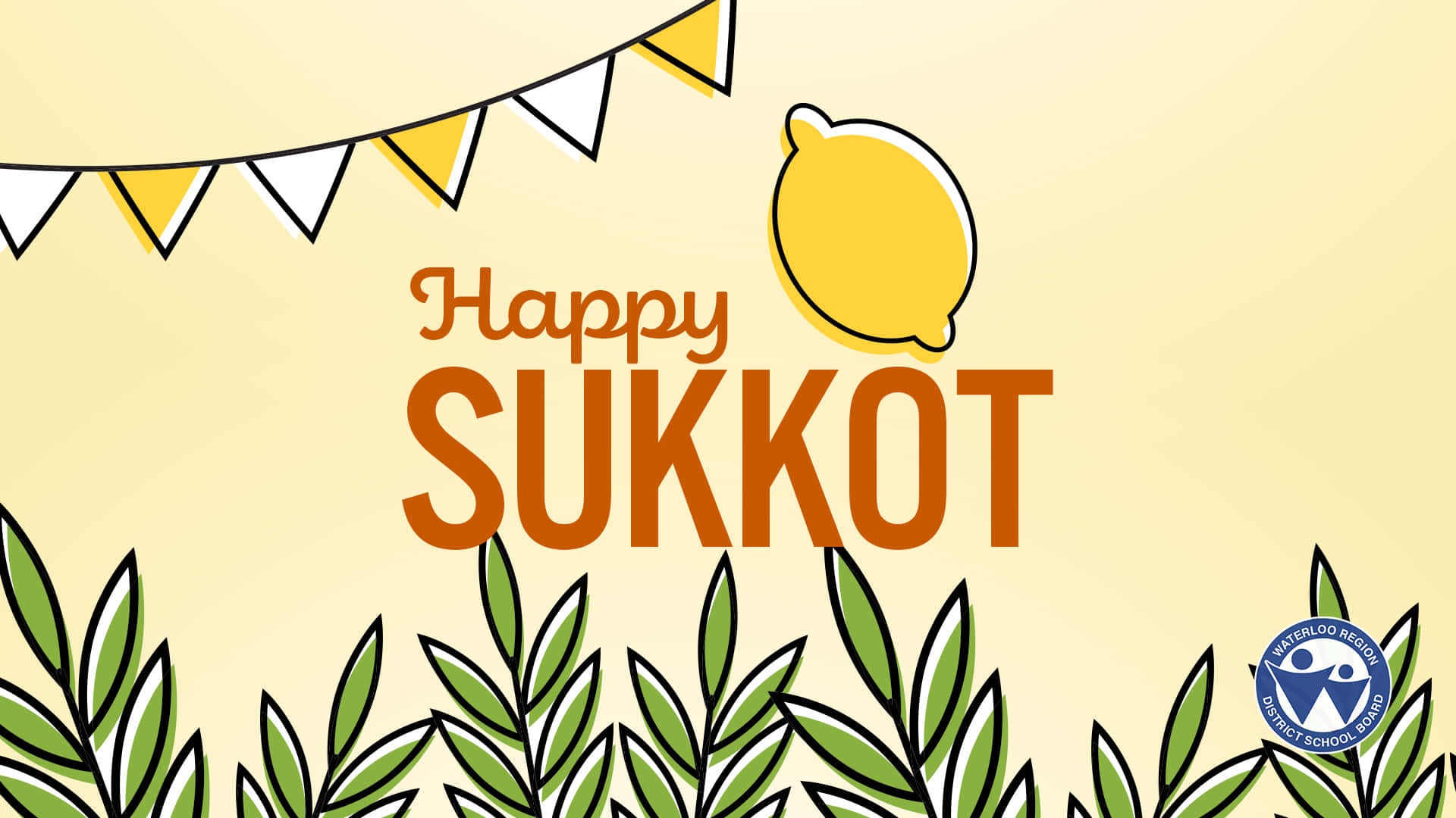 Happy Sukkot, orange text, yellow lemon, Full HD Desktop Wallpaper