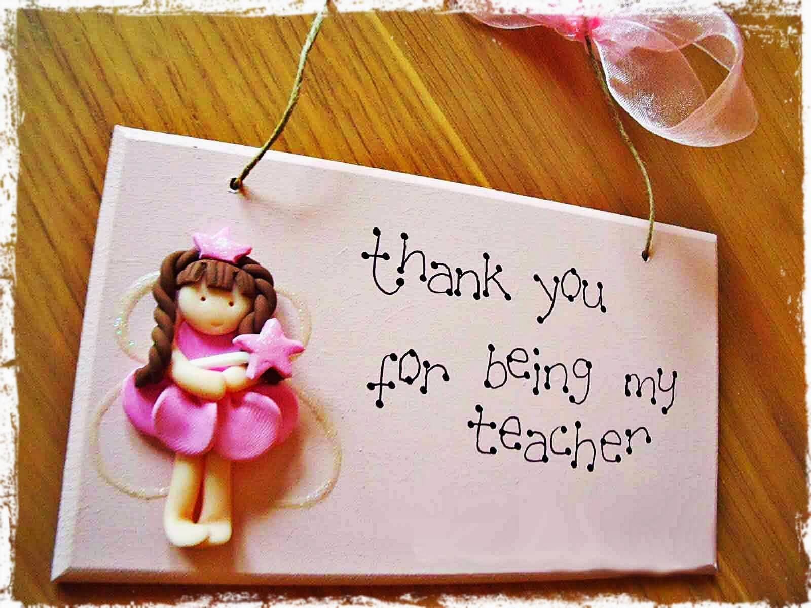 Happy Teachers Day, pink clay fairy figurine, star, HD Desktop Wallpaper