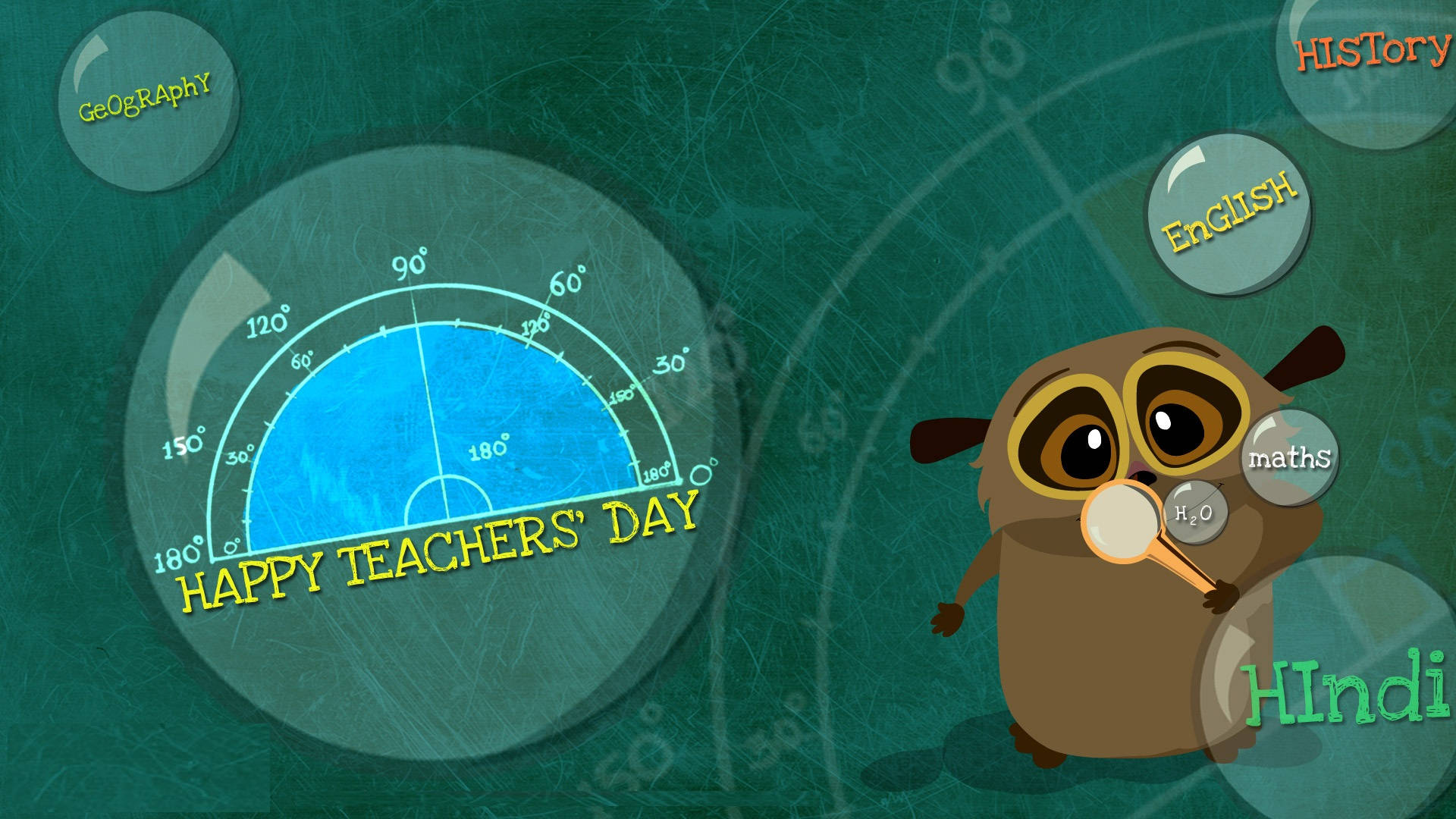 Happy Teachers Day, tarsier, cartoon owl teacher, Full HD Desktop Wallpaper