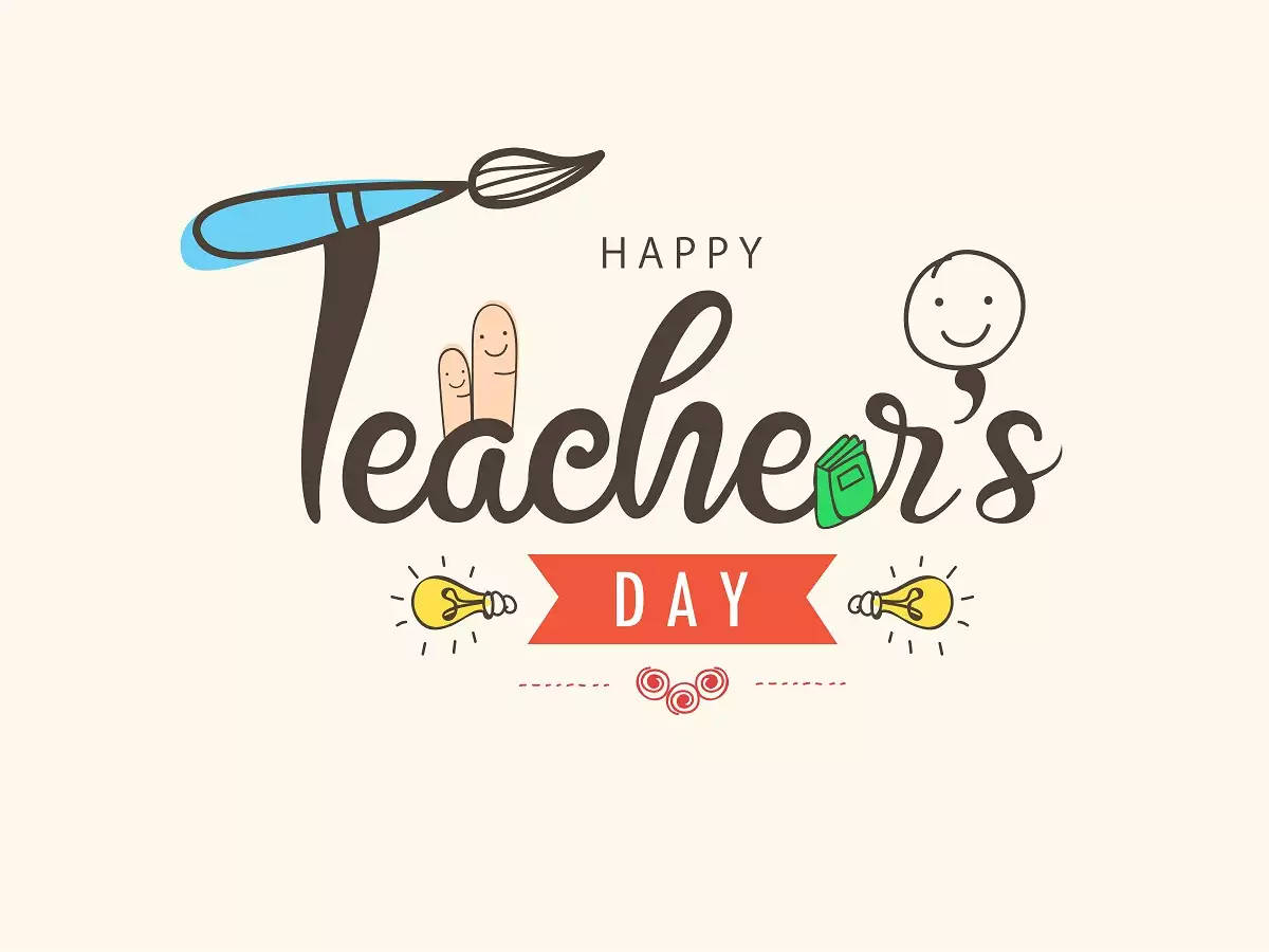 Happy Teachers Day, smiling fingers, paintbrush, SD Desktop Wallpaper