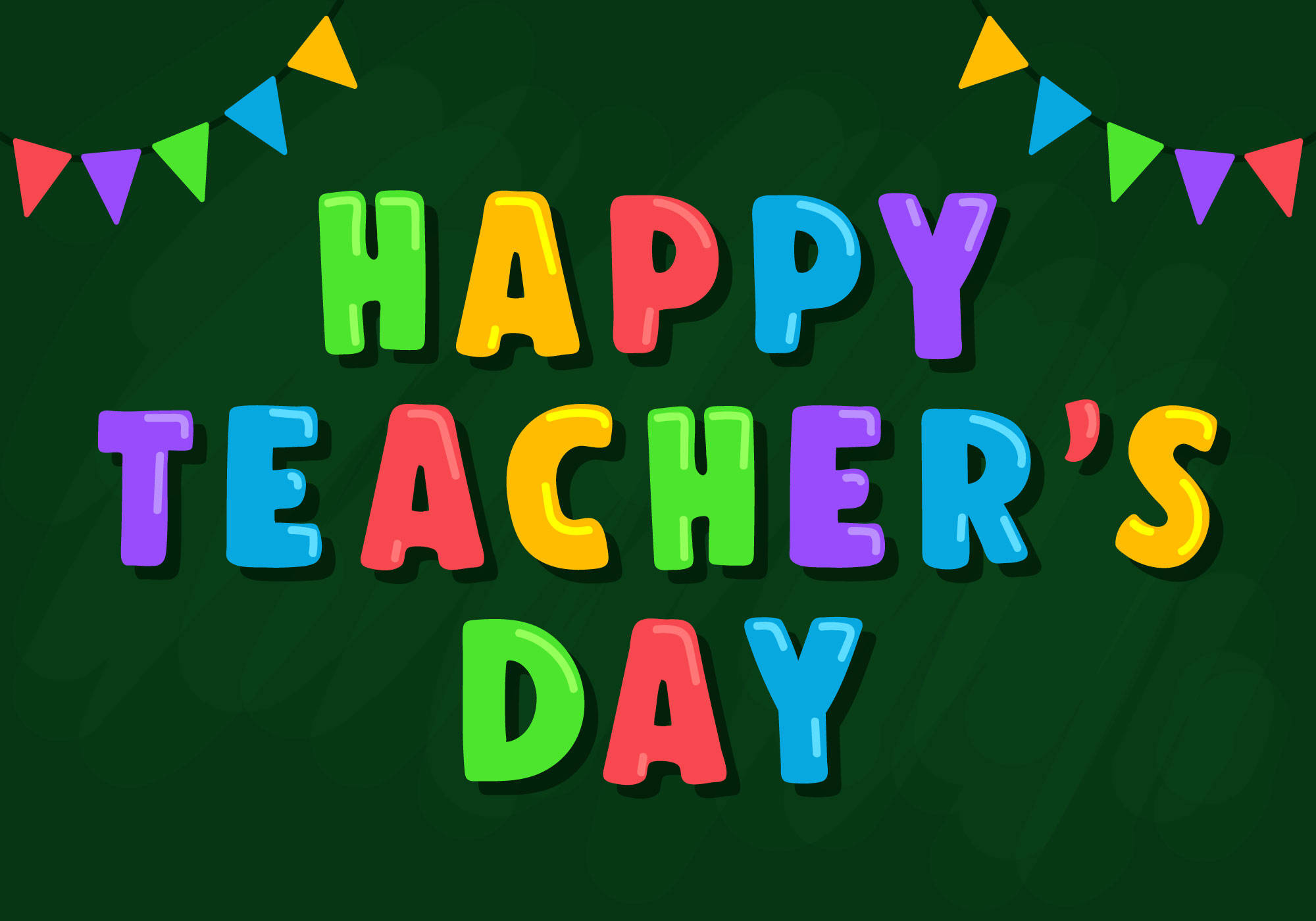 HAPPY TEACHER'S DAY, rainbow-colored, 3D letters, Full HD Desktop Wallpaper