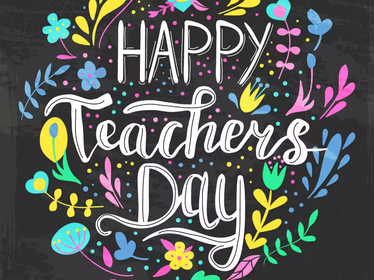 Happy Teachers Day, calligraphy, floral doodles, SD Desktop Wallpaper