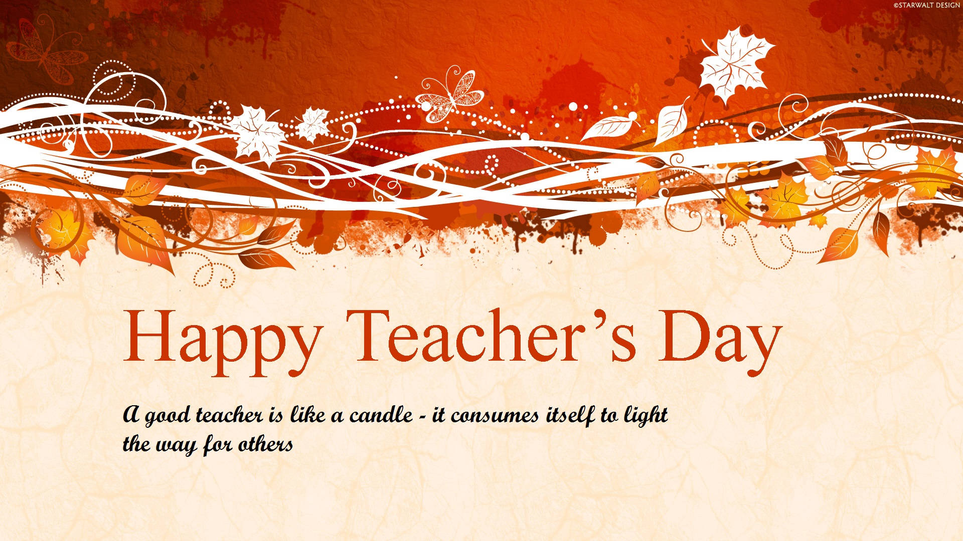Happy Teachers Day, candle light, autumn-themed, Full HD Desktop Wallpaper