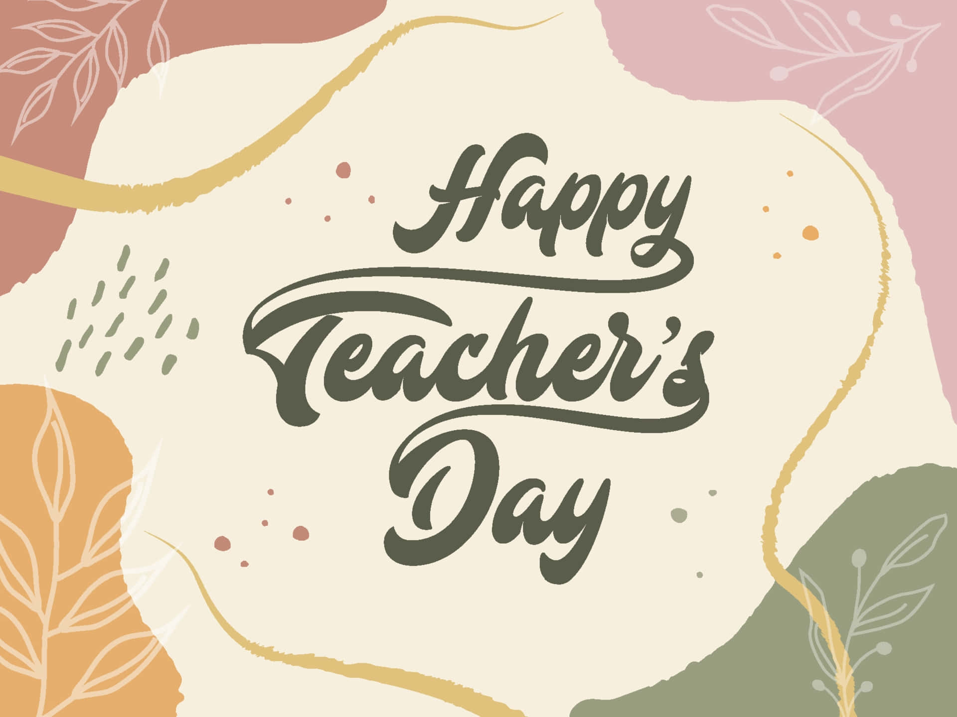 Happy Teachers Day, elegant script, soft abstract background, Full HD Desktop Wallpaper