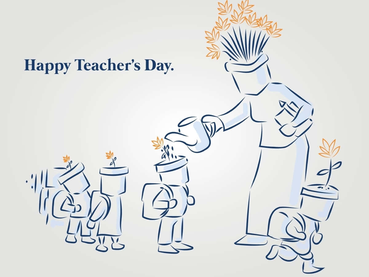 Happy Teachers Day, minimalist line drawing, teacher, SD Desktop Wallpaper
