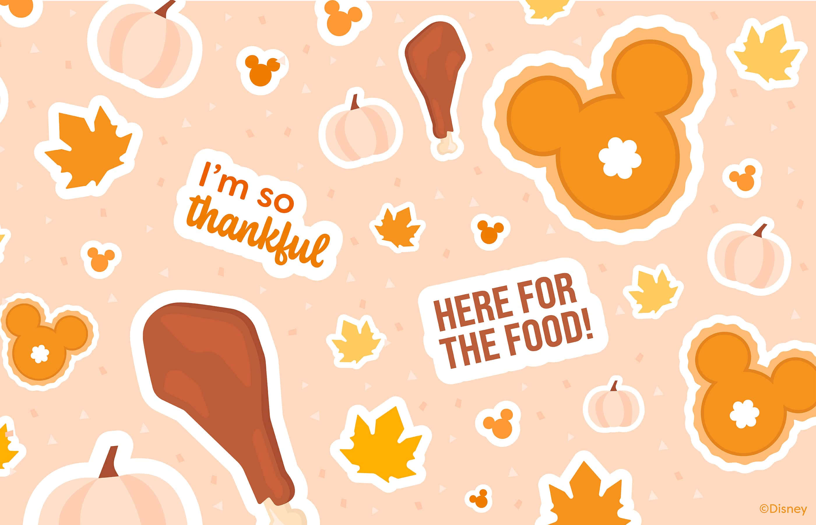 Happy Thanksgiving Desktop, Disney-themed pumpkins, turkey legs, 2K Desktop Wallpaper