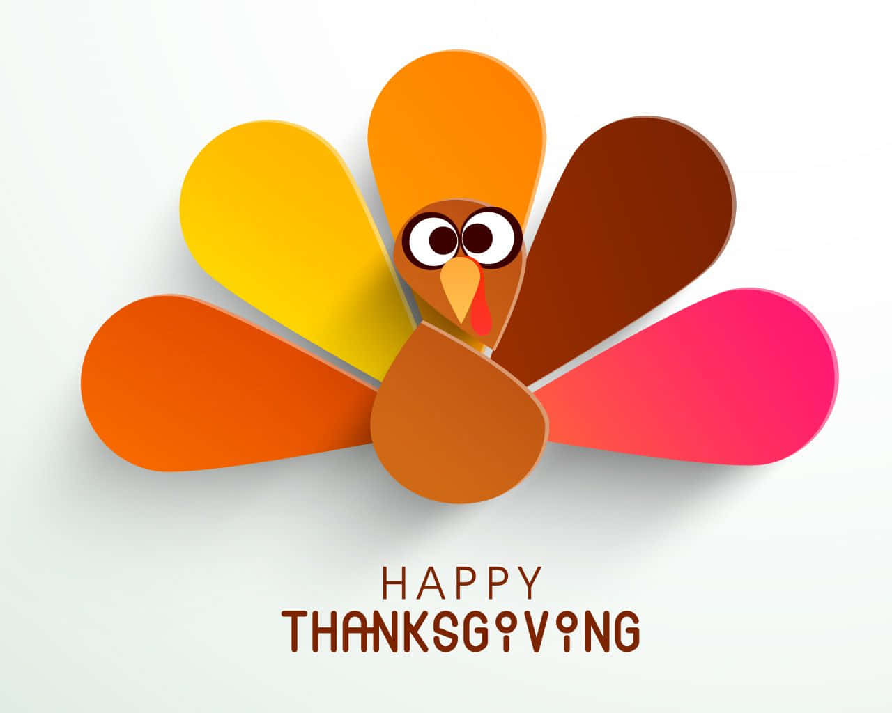 Happy Thanksgiving, cartoon turkey, colorful paper cutouts, HD Desktop Wallpaper