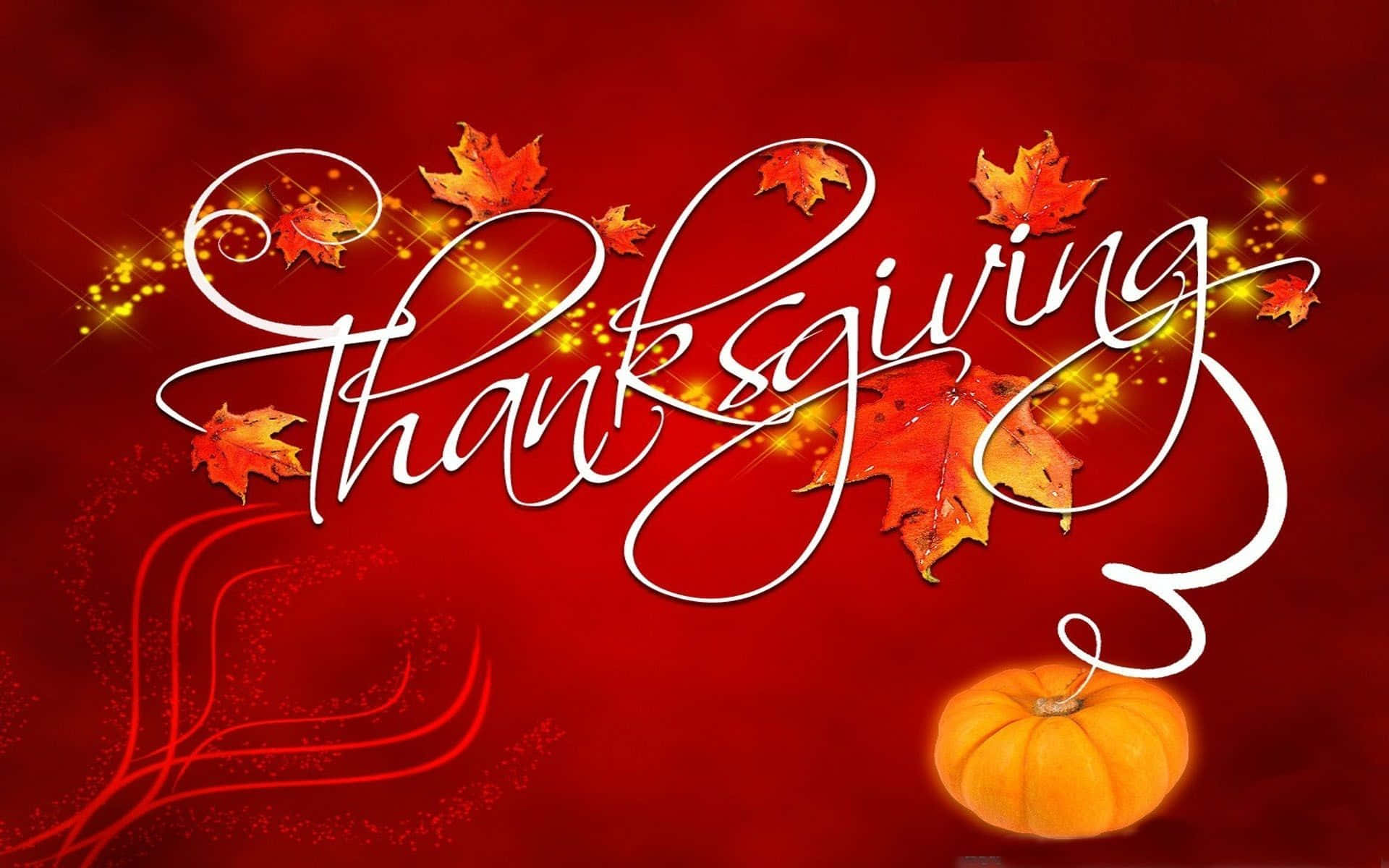 Thanksgiving, red background, white script, Full HD Desktop Wallpaper