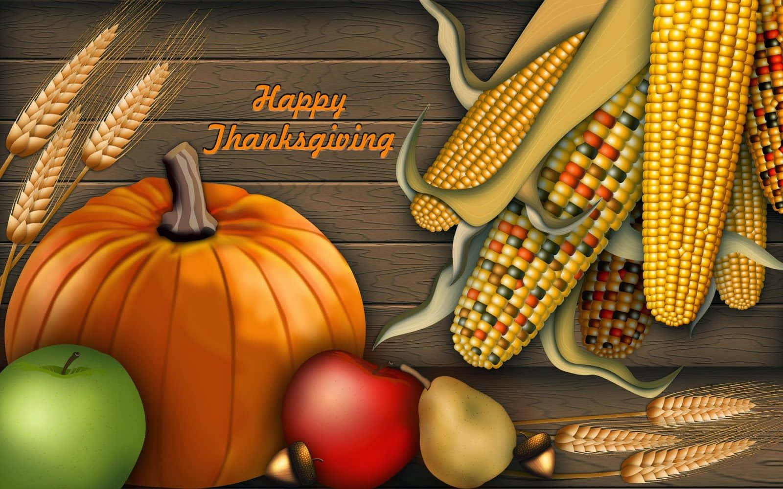 Happy Thanksgiving, pumpkins, corn, HD Desktop Wallpaper