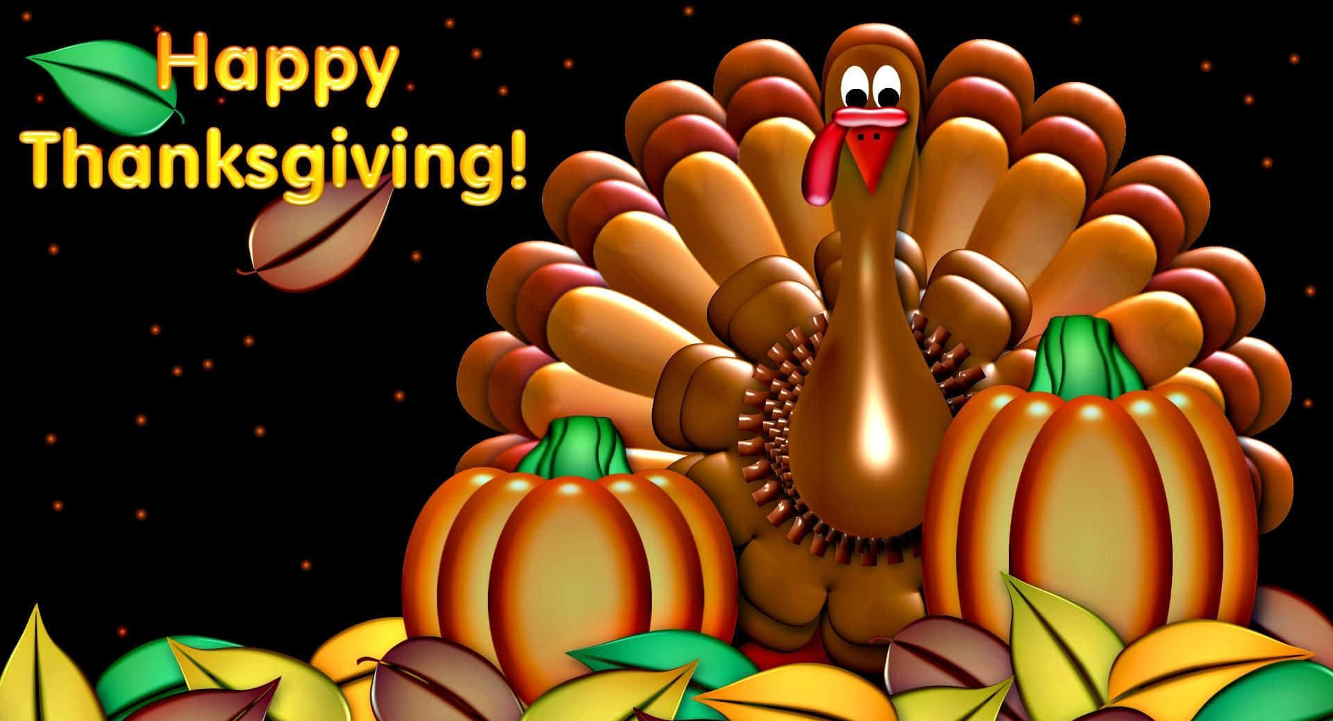 Happy Thanksgiving, brown turkey, pumpkins, Full HD Desktop Wallpaper