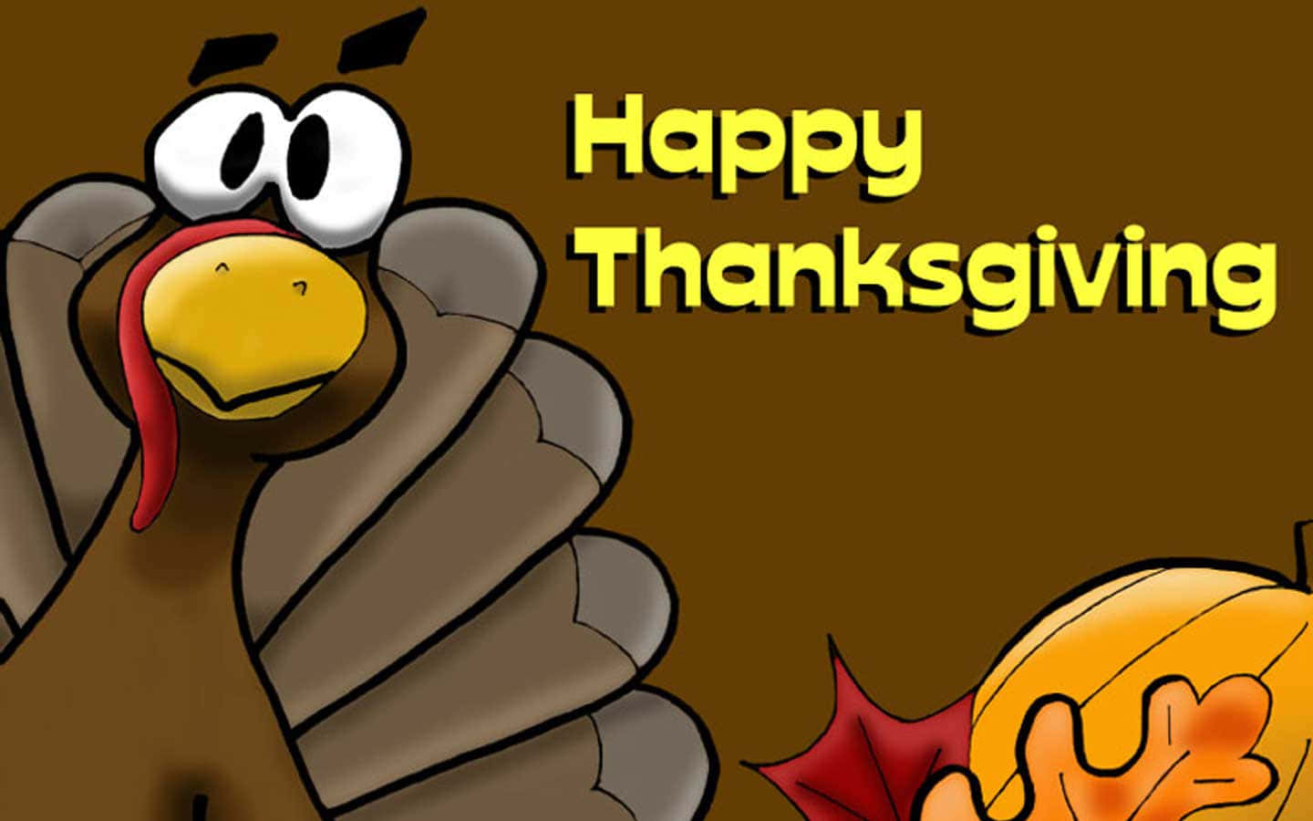 Happy Thanksgiving, cartoon turkey, pumpkin, HD Desktop Wallpaper
