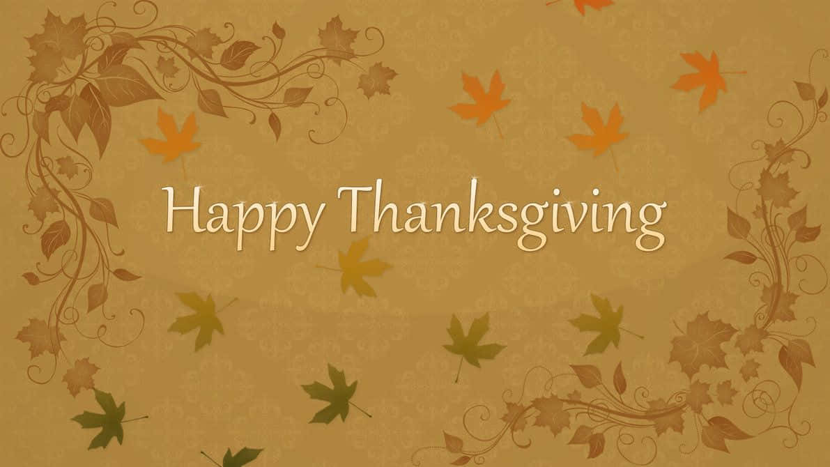Happy Thanksgiving, autumn-themed, swirling vine borders, SD Desktop Wallpaper