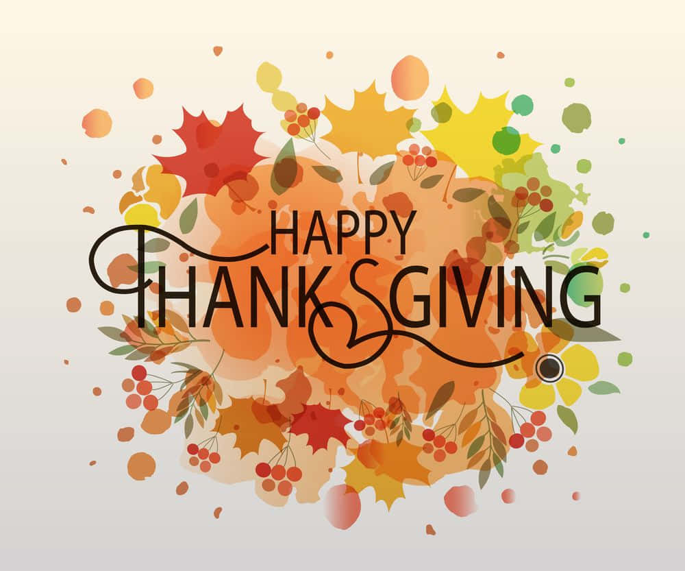 Happy Thanksgiving, autumn leaves, berries, SD Desktop Wallpaper