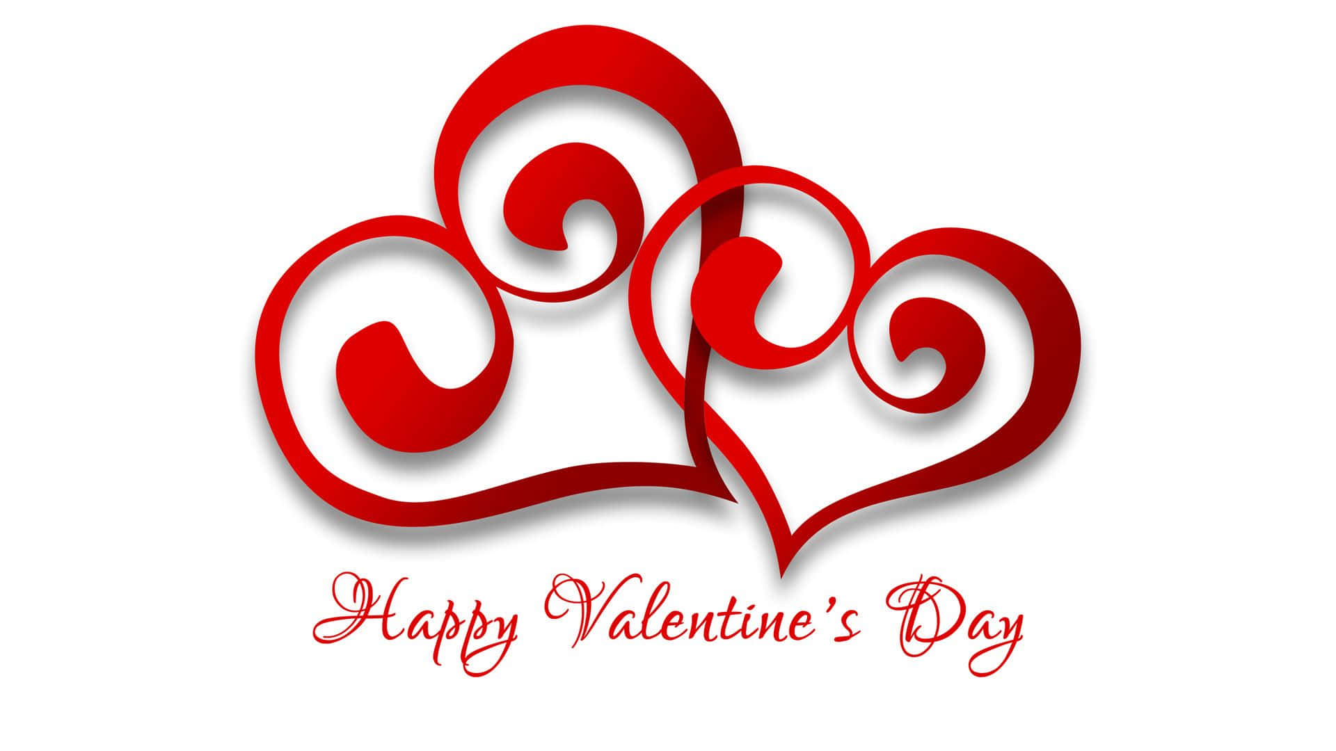 red hearts, elegant swirls, soft shadows, Full HD Desktop Wallpaper
