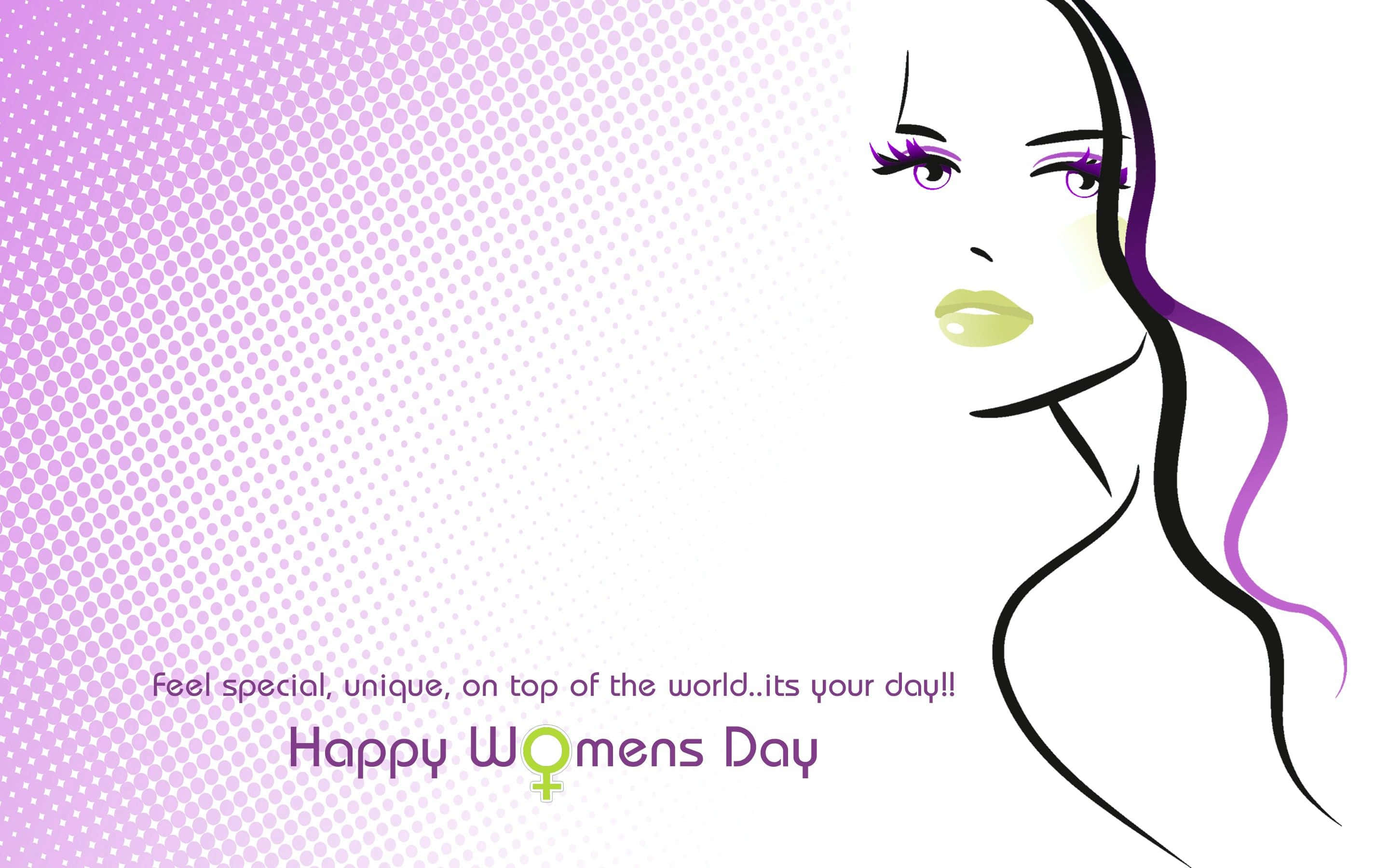 Happy Women's Day, purple hair, green lips, 2K Desktop Wallpaper