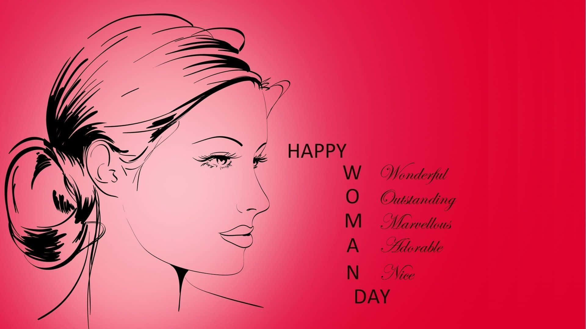 black line art, radiant pink gradient background, celebratory text, Full HD Desktop Wallpaper
