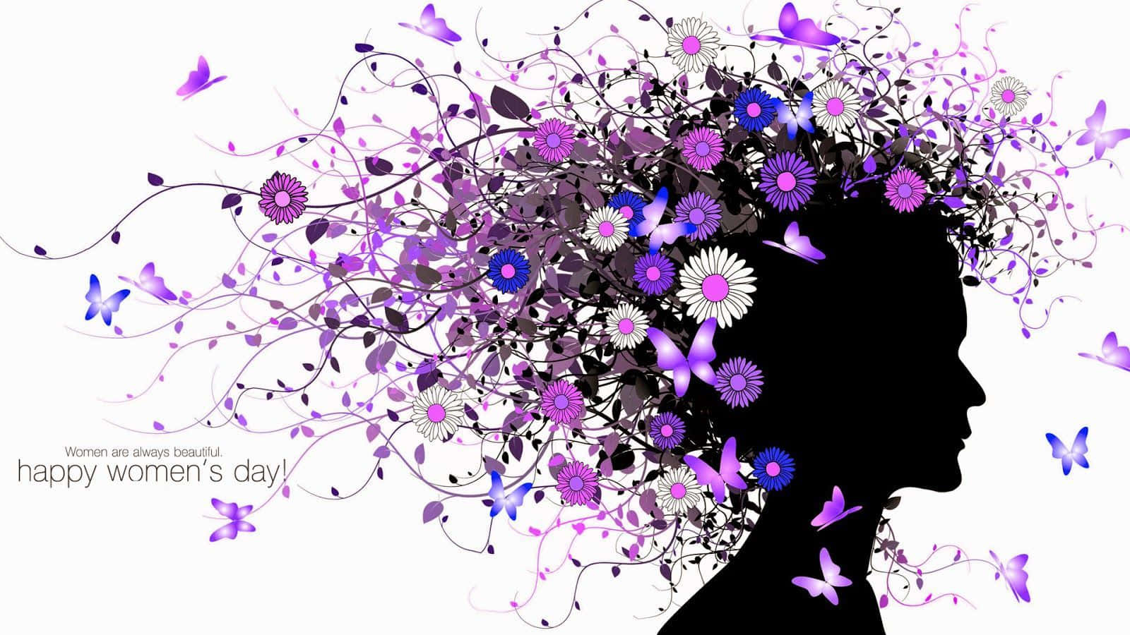 color purple, woman's head, purple flowers, HD Desktop Wallpaper
