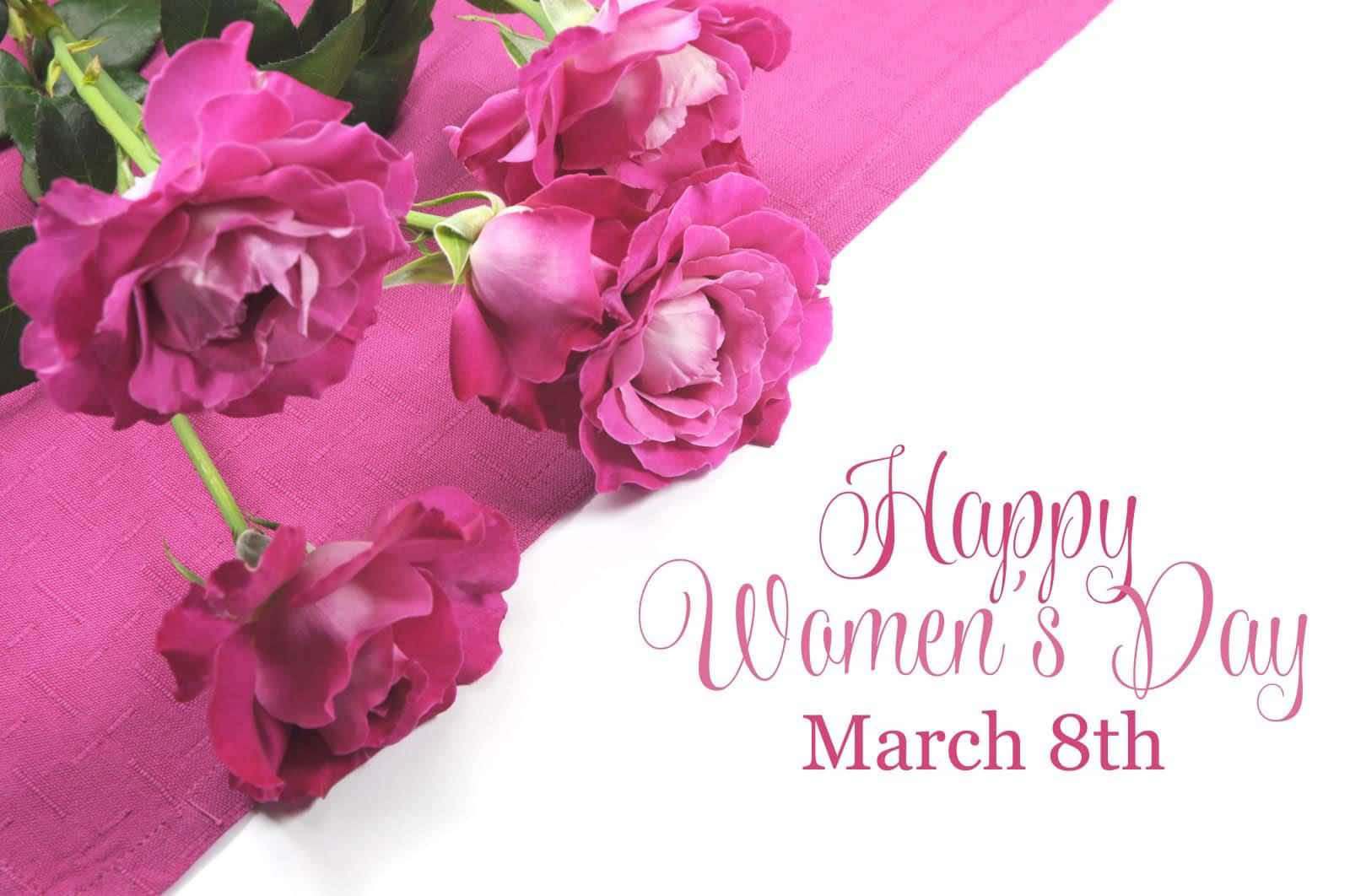 Happy Women's Day, March 8th, vibrant pink roses, HD Desktop Wallpaper