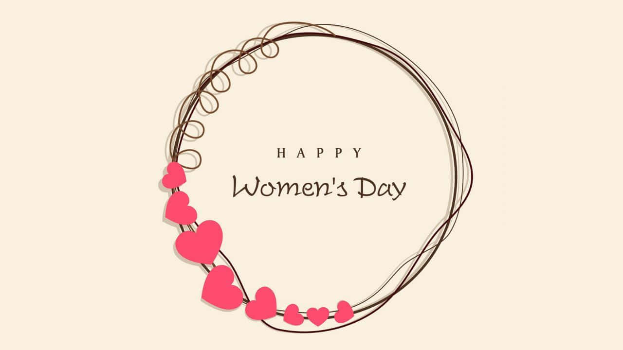 Happy Women's Day, beige background, brown spiral wreath, HD Desktop Wallpaper