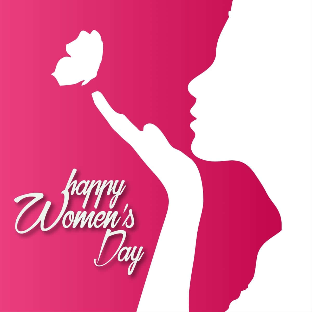 Town Wishes Happy Womens Day, white silhouette of a woman, rose, SD Desktop Wallpaper