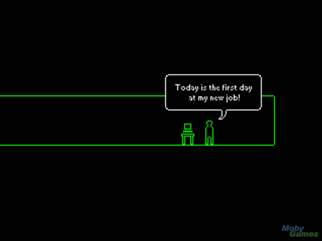 pixel-art character, green outline, black background, SD Desktop Wallpaper