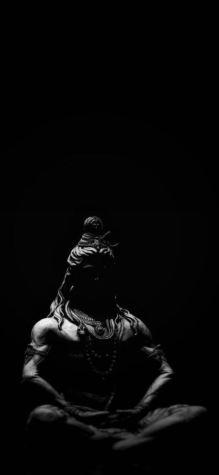 Har Har Mahadev, silhouette, meditating deity statue, HD Phone Wallpaper