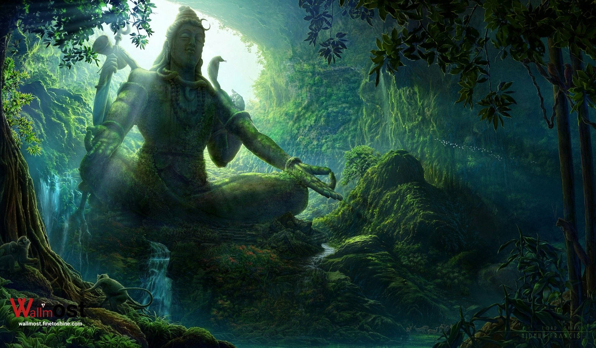 Har Har Mahadev, stone statue, deity, Full HD Desktop Wallpaper