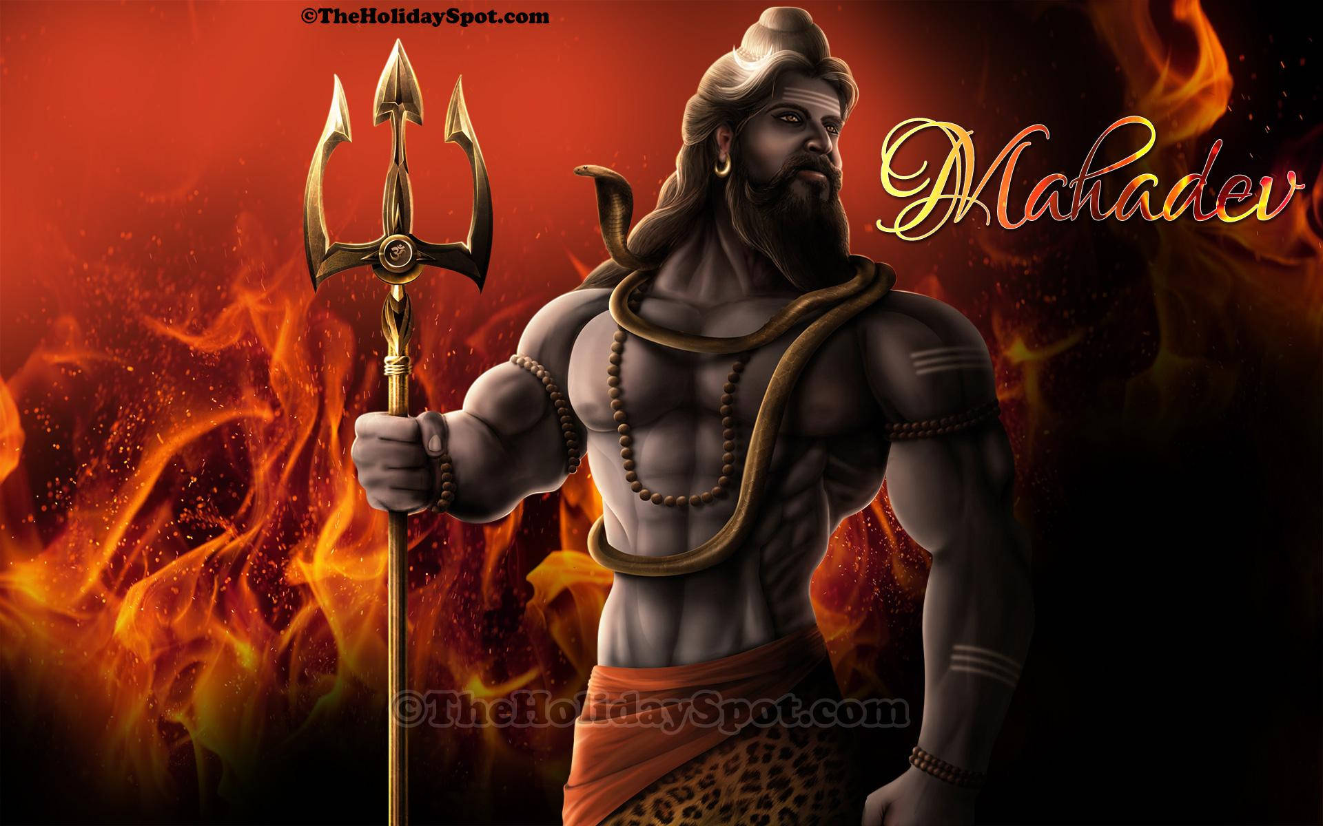 Har Har Mahadev, muscular Shiva, serpent around his neck, Full HD Desktop Wallpaper