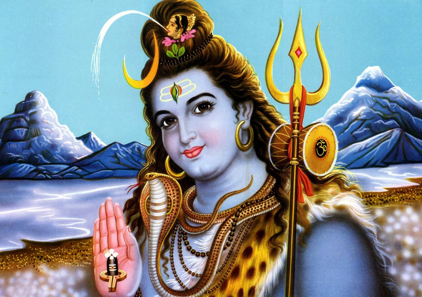Har Har Mahadev, blue skin, trident, HD Desktop Wallpaper