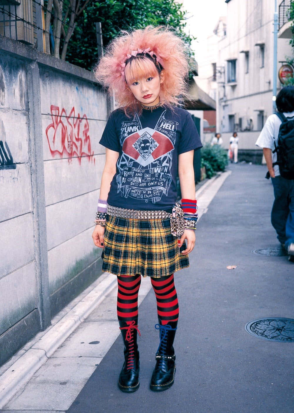 Harajuku Fashion, pink hair, punk attire, HD Phone Wallpaper