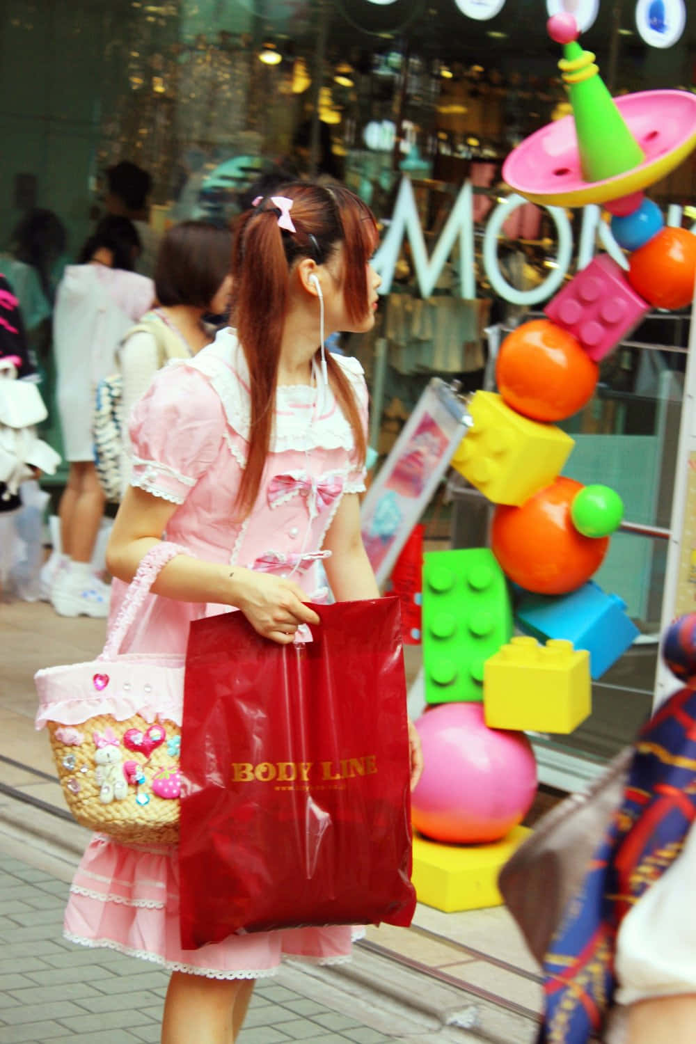 Harajuku Fashion, pink frilly dress, colorful LEGO sculpture, HD Phone Wallpaper