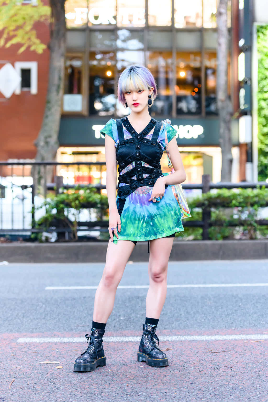 Harajuku Fashion, purple hair, tie-dye dress, HD Phone Wallpaper