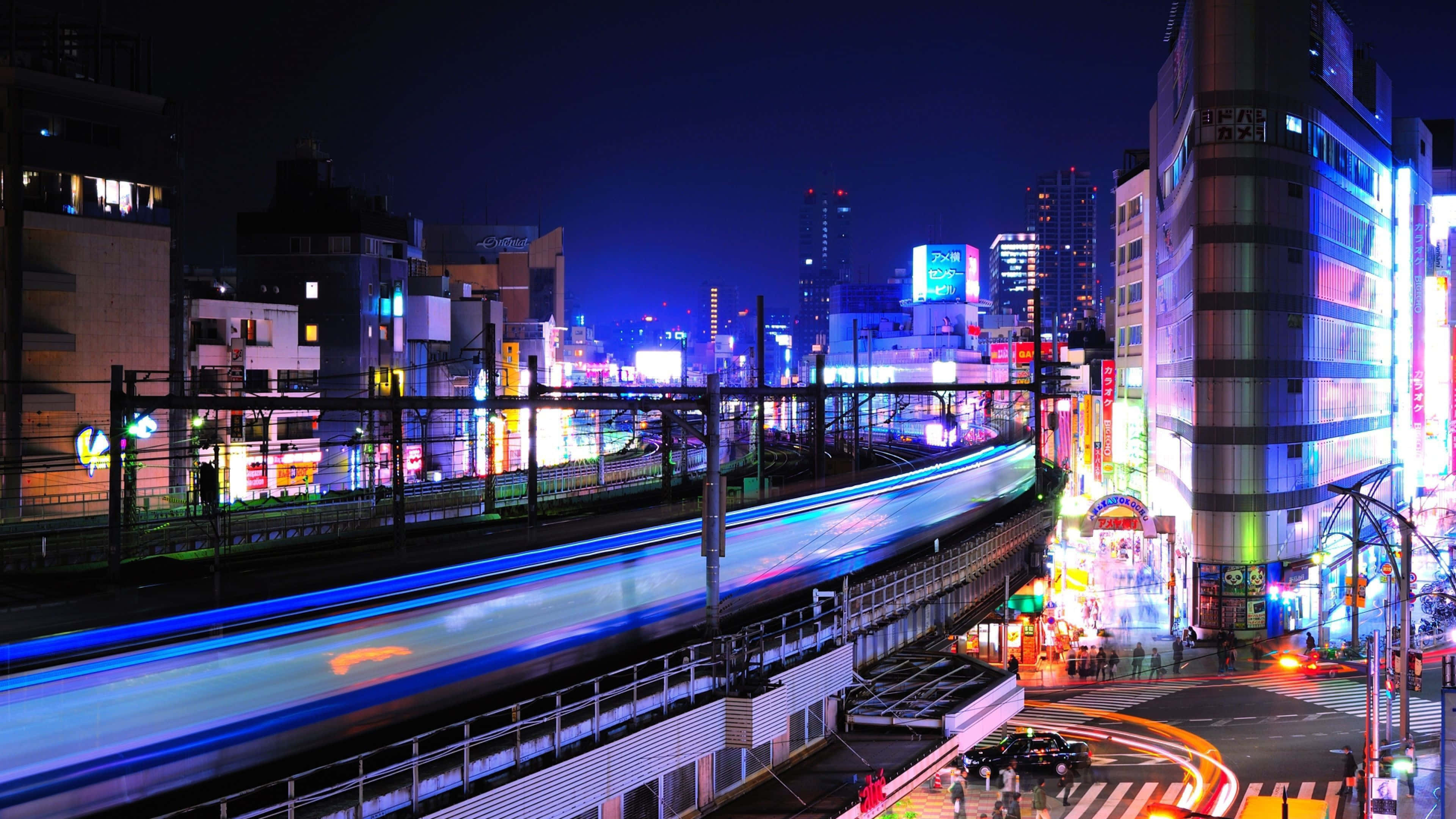 Harajuku, neon signs, night cityscape, 4K Desktop Wallpaper