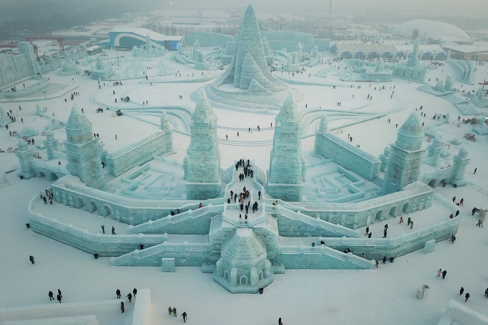 Harbin, snow, icy castle complex, HD Desktop Wallpaper