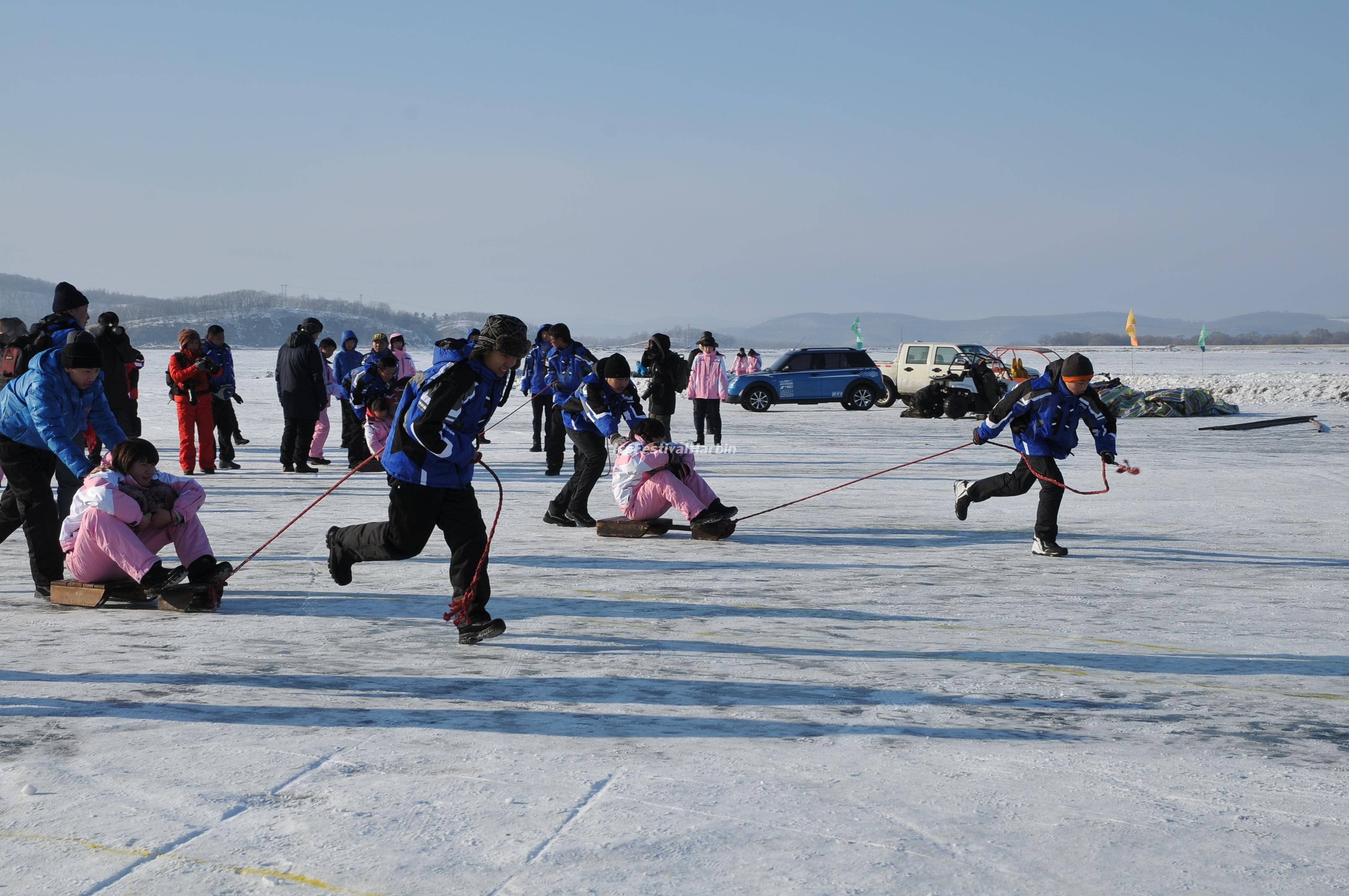 Harbin, ice race, frozen lake, 2K Desktop Wallpaper
