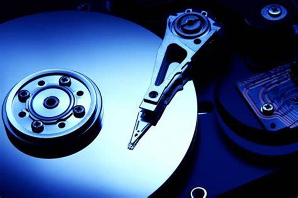 blue computer hard drive, hard drive platter, read/write head, SD Desktop Wallpaper