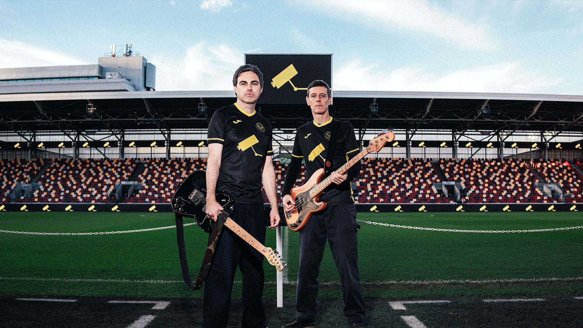 Hard Fi, black and yellow jerseys, electric guitars, Full HD Desktop Wallpaper