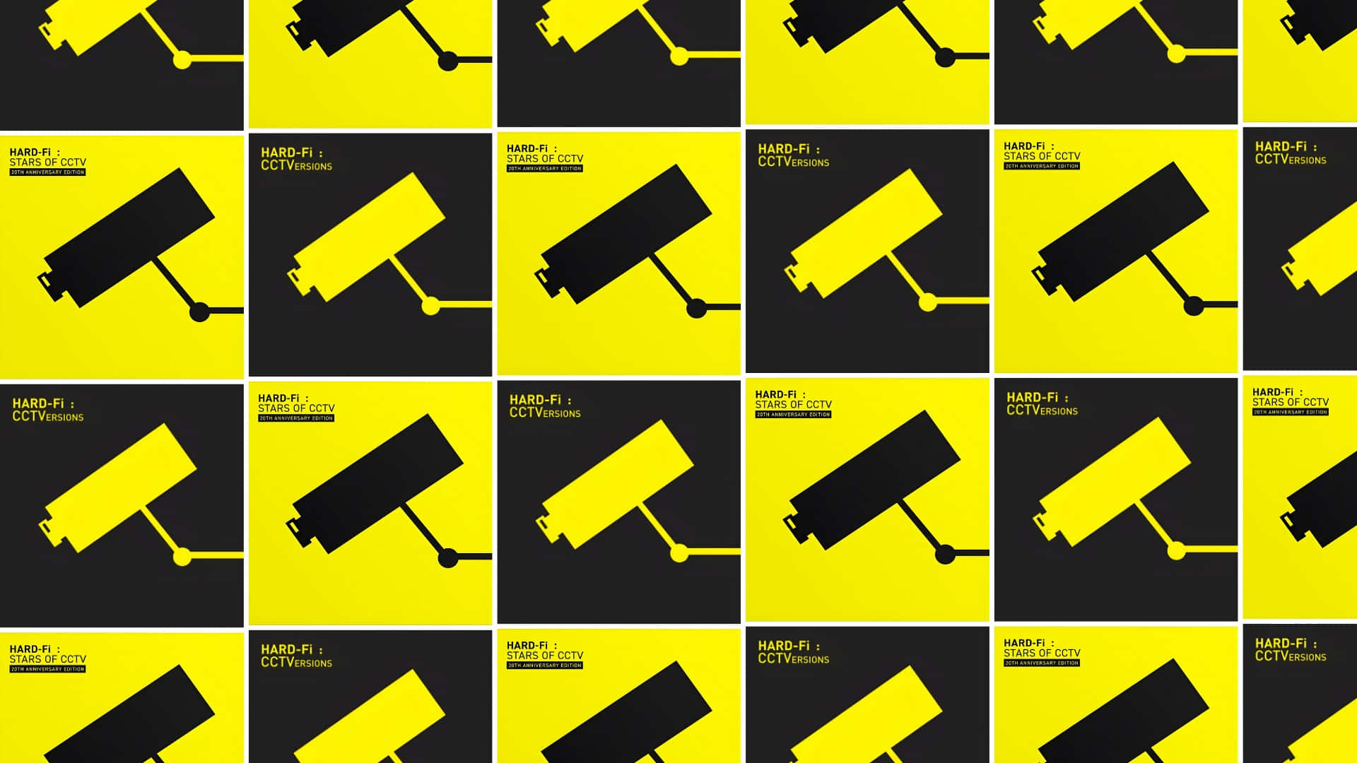 Hard Fi, black security cameras, bright yellow backgrounds, Full HD Desktop Wallpaper