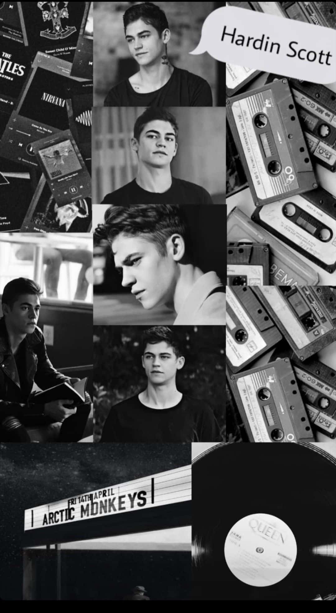 Hardin Scott, black and white, collage, Full HD Phone Wallpaper