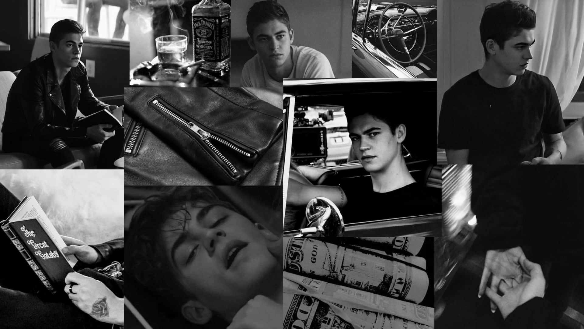 Hardin Scott, black and white, leather, Full HD Desktop Wallpaper