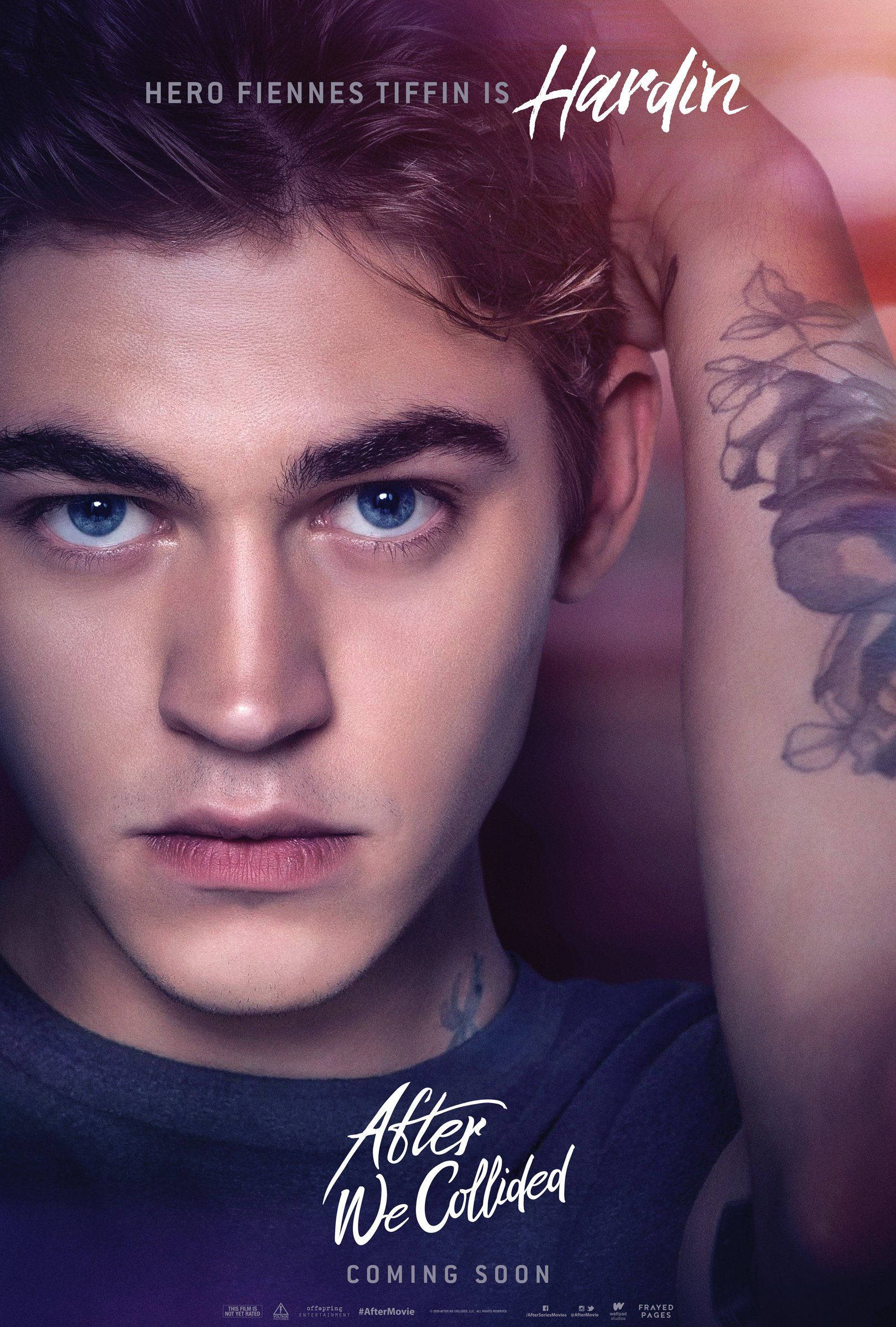 Hardin Scott, floral tattoo, intense blue eyes, Full HD Phone Wallpaper