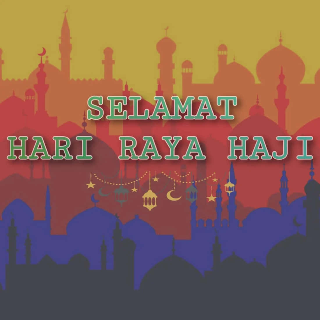Hari Raya Haji, vibrant gradient sunset, mosque domes, SD Desktop Wallpaper