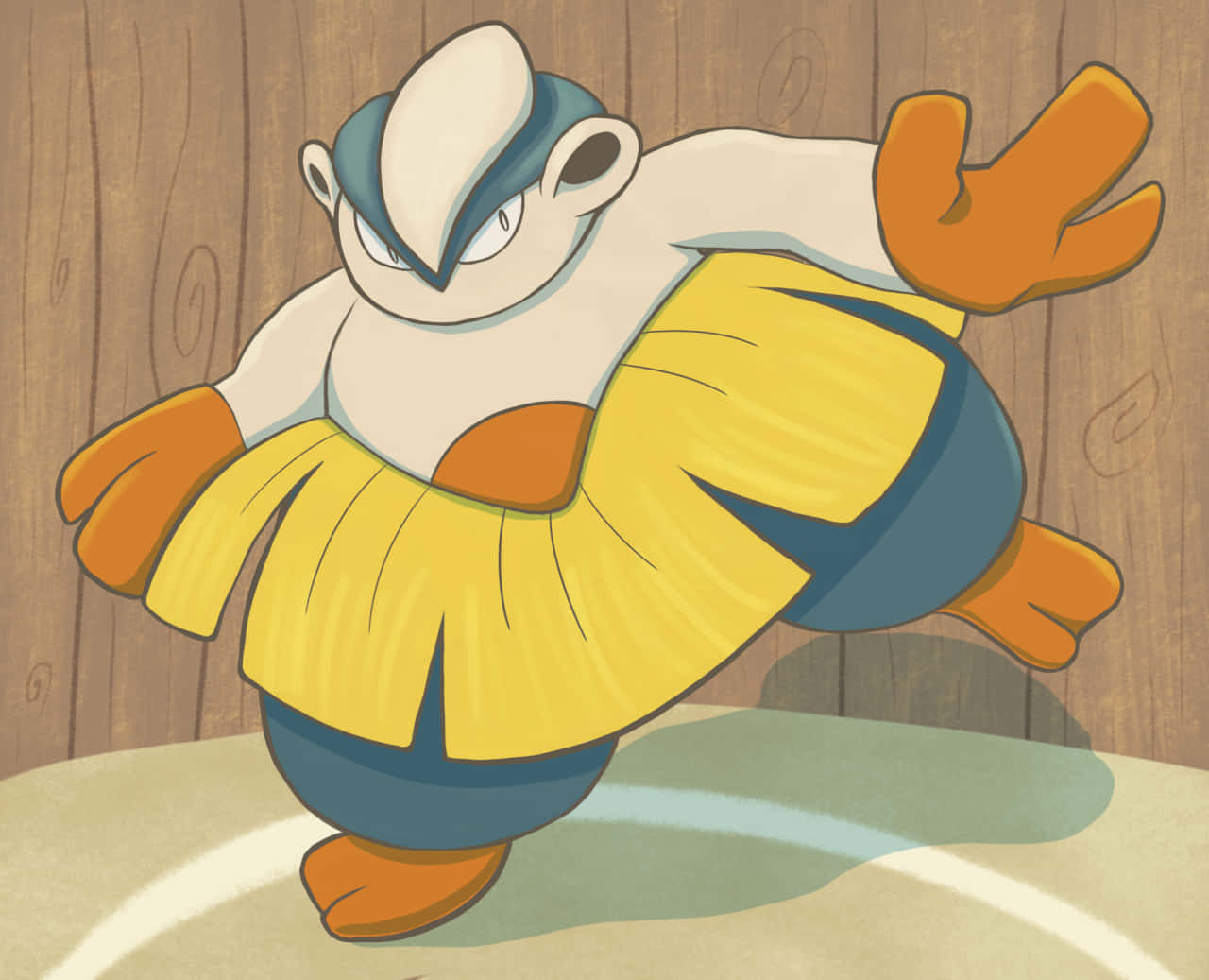 Hariyama, yellow skirt, blue headband, HD Desktop Wallpaper