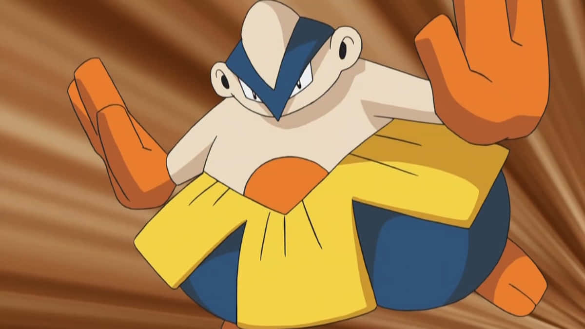 Hariyama, blue headgear, orange fists, SD Desktop Wallpaper
