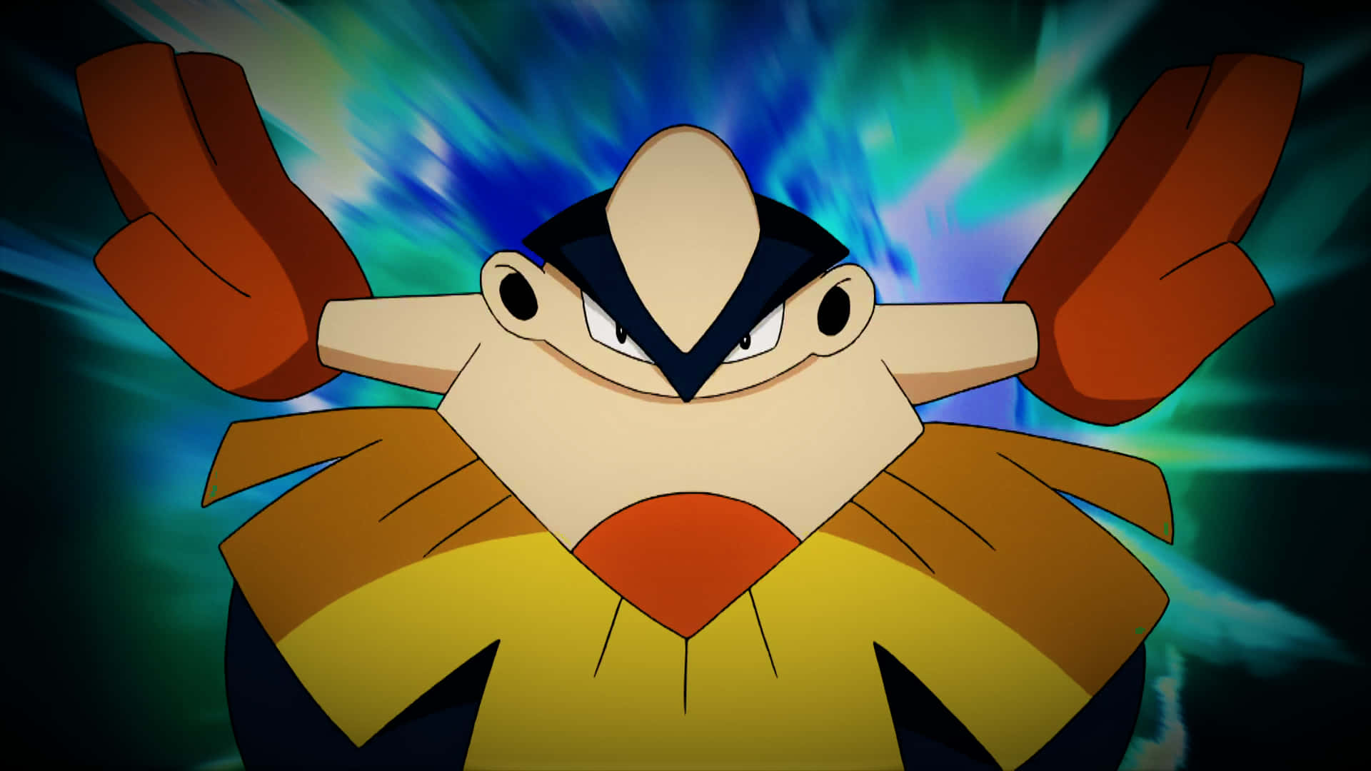 Hariyama, orange claws, yellow shell, Full HD Desktop Wallpaper