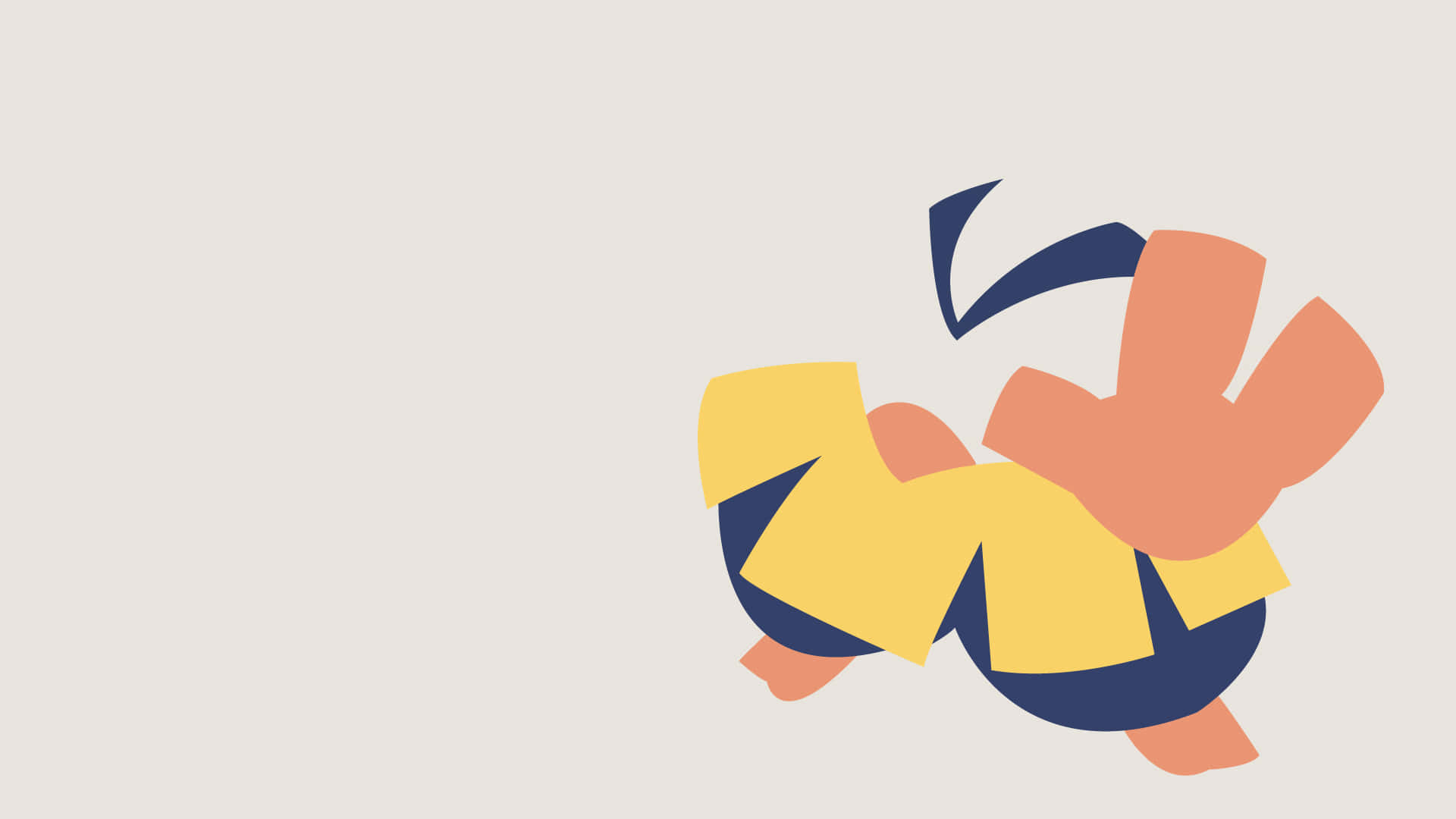 Minimalist Hariyama, raised hand, yellow peach, Full HD Desktop Wallpaper