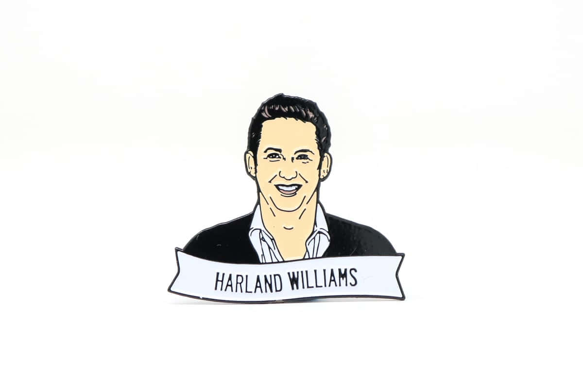 Harland Williams, cartoon portrait, black jacket, SD Desktop Wallpaper