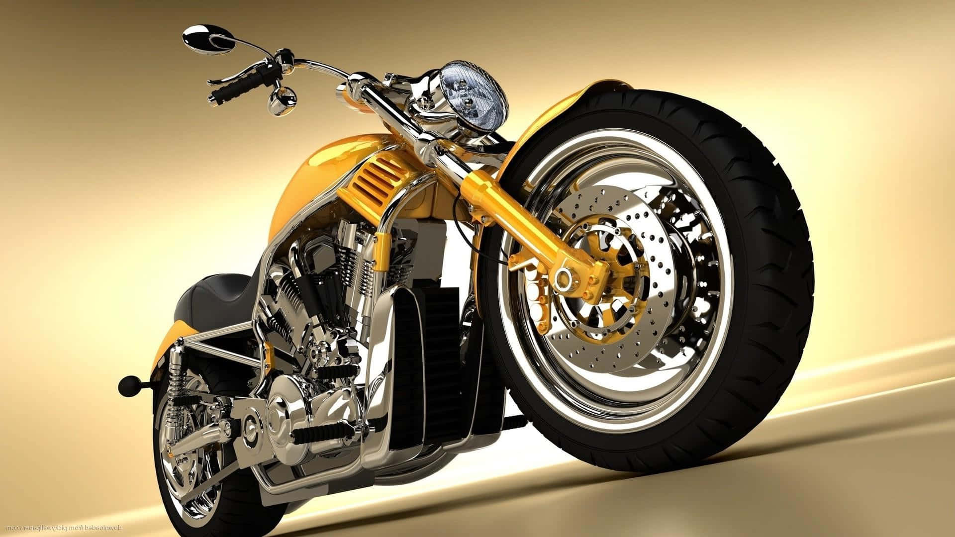 Harley Davidson HD, yellow, custom chopper, Full HD Desktop Wallpaper