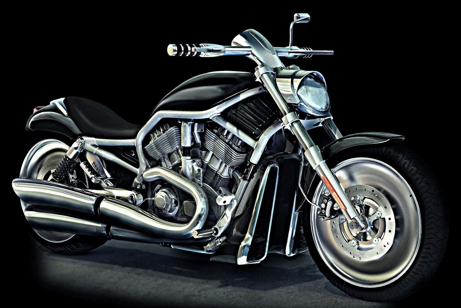 Harley Davidson HD, chopper motorcycle, black and chrome, HD Desktop Wallpaper