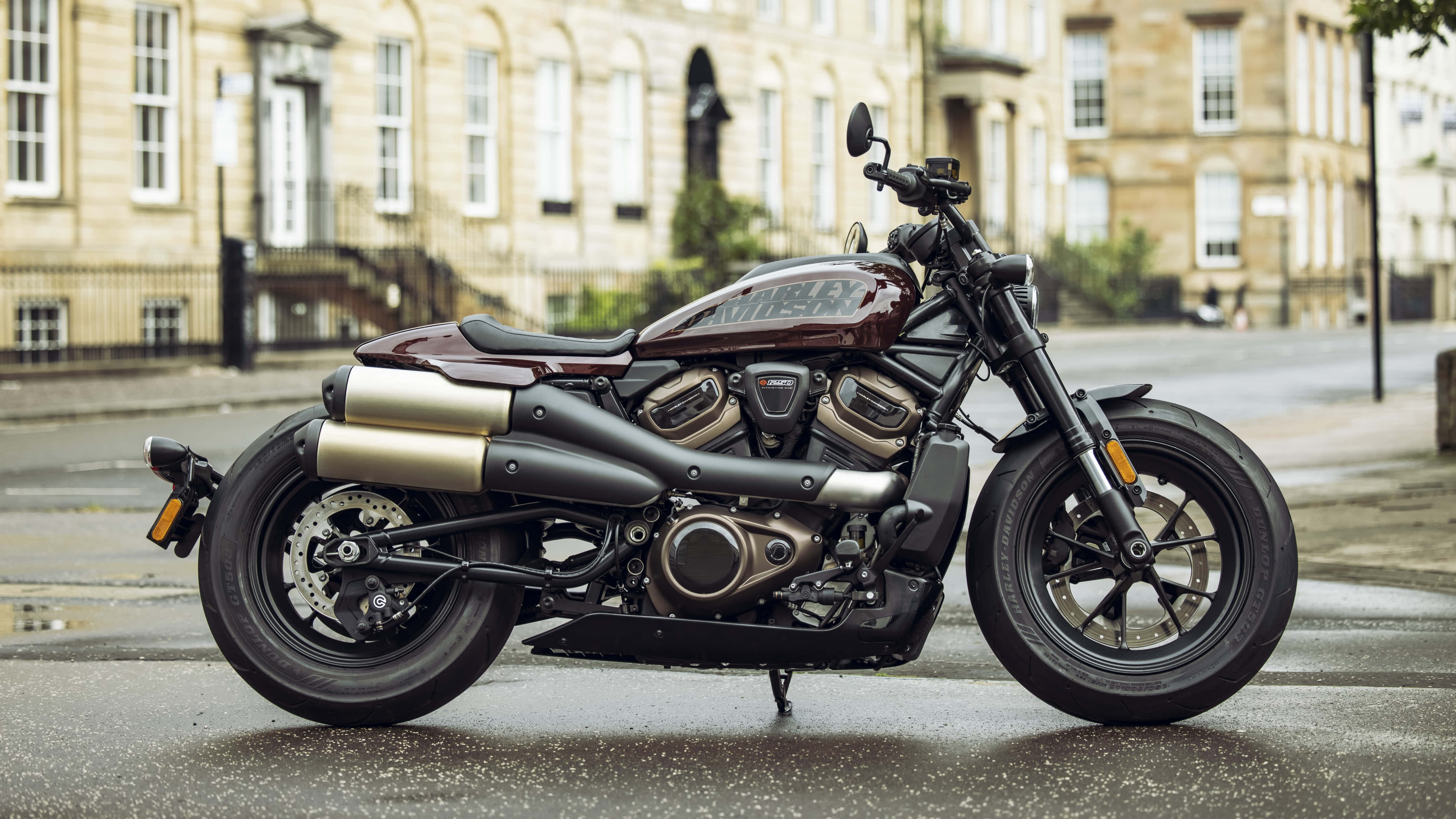 Harley Davidson HD, maroon, chrome, 4K Desktop Wallpaper